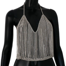 Load image into Gallery viewer, Stonefans Romantic Rhinestone Tassel Chest Chain Vest for Women Sexy Lingerie Bling Crystal Body Chain Bra Outfit Jewelry Dress