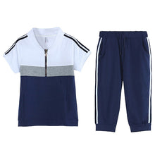 Load image into Gallery viewer, Summer Clothing Two Piece Set Tracksuit Women Zipper Stand Collar Top + Capri Pants Jogging Suit Sportswear Women's Sets Outfits