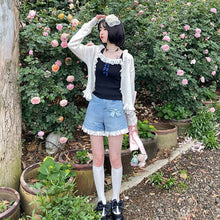 Load image into Gallery viewer, Summer Japanese Kawaii Denim Pants Women Bowknot Lace Sweet Cute Wide Leg Pants High-waisted College Style Korean Clothing 2021