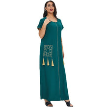 Load image into Gallery viewer, Summer Ladies Short-sleeved Long Skirt Plus Size Ethnic Style Robe Muslim Middle East Dubai Dress Dubai Abaya Djellaba