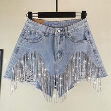 Load image into Gallery viewer, Summer Ripped Jeans Short Femme High Waist Diamond Tassel Y2k Casual Bottoms For Ladies Denim Shorts Women Clothing Fashion