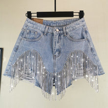Load image into Gallery viewer, Summer Ripped Jeans Short Femme High Waist Diamond Tassel Y2k Casual Bottoms For Ladies Denim Shorts Women Clothing Fashion