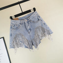 Load image into Gallery viewer, Summer Ripped Jeans Short Femme High Waist Diamond Tassel Y2k Casual Bottoms For Ladies Denim Shorts Women Clothing Fashion