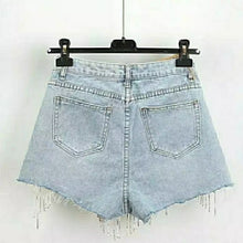 Load image into Gallery viewer, Summer Ripped Jeans Short Femme High Waist Diamond Tassel Y2k Casual Bottoms For Ladies Denim Shorts Women Clothing Fashion