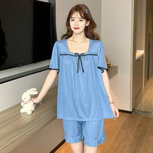Load image into Gallery viewer, Summer Short Sleeve Shorts Pajamas Women 2 Piece Set Thin Loose Kawaii Princess Style New Square Neck Women Home Wear Pantsuits