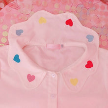 Load image into Gallery viewer, Sweet Cute Heart Tops Long Sleeve 2022 Embroidery Kawaii Blouses Spring Mori Girl Single Breasted Fresh Shirts White Japanese