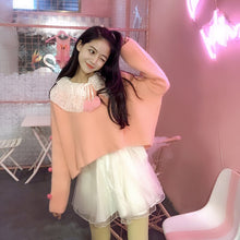 Load image into Gallery viewer, Sweet Hollow Out Tops Long Sleeve Mori Girl 2022 Sweet Peter Pan Collar Shirts for Women Lace Up Kawaii Blouses Fresh Spring