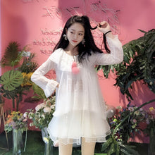 Load image into Gallery viewer, Sweet Hollow Out Tops Long Sleeve Mori Girl 2022 Sweet Peter Pan Collar Shirts for Women Lace Up Kawaii Blouses Fresh Spring