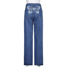 Load image into Gallery viewer, Sweetown Gradient E Girl Baggy Mom Jeans Women Vintage Print Wide Leg Denim Trousers 90s Aesthetic Korean Low Waist Cargo Pants