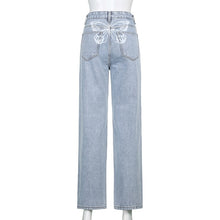 Load image into Gallery viewer, Sweetown Gradient E Girl Baggy Mom Jeans Women Vintage Print Wide Leg Denim Trousers 90s Aesthetic Korean Low Waist Cargo Pants