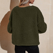 Load image into Gallery viewer, Thick Warm Fake Fleece Jacket For Women Fluffy Jackets Overcoat 2021 Fashion V Neck Button Down Long Sleeve Cardigan Loose Coat