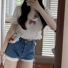 Load image into Gallery viewer, White Casual Sweet Kawaii Female Blouse Ruffle Japanese Lolita Cute Shirts Women Bubble Sleeve Summer Clothes Korean Ladies 2021