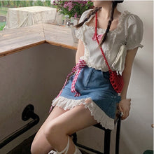 Load image into Gallery viewer, White Casual Sweet Kawaii Female Blouse Ruffle Japanese Lolita Cute Shirts Women Bubble Sleeve Summer Clothes Korean Ladies 2021