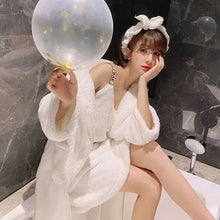 Load image into Gallery viewer, Winter Flannel Pajamas Set For Women Thick Warm Sleepwear Nightgown With Pants Long-Sleeved Cardigan Pyjamas Homewear Clothes