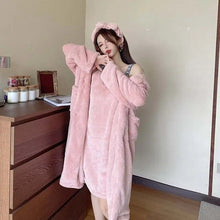 Load image into Gallery viewer, Winter Flannel Pajamas Set For Women Thick Warm Sleepwear Nightgown With Pants Long-Sleeved Cardigan Pyjamas Homewear Clothes