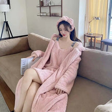 Load image into Gallery viewer, Winter Flannel Pajamas Set For Women Thick Warm Sleepwear Nightgown With Pants Long-Sleeved Cardigan Pyjamas Homewear Clothes