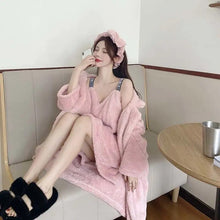 Load image into Gallery viewer, Winter Flannel Pajamas Set For Women Thick Warm Sleepwear Nightgown With Pants Long-Sleeved Cardigan Pyjamas Homewear Clothes