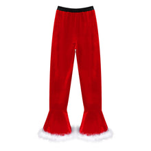 Load image into Gallery viewer, Winter High Waist Flared Pants Casual Faux Fur Adorned Bell Bottoms Trousers Women Vintage Velvet Christmas Pants Sweatpant