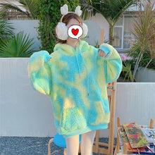 Load image into Gallery viewer, Winter Rainbow Kawaii Fur Hoodies Women Warm Sweet Oversized Hoodie Female Harajuku High Street Korean Sweatshirt Women 2020 New