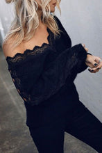 Load image into Gallery viewer, Winter V-neck Womens knitted Sweaters Hollow Jumper Loose White Pullover Female Sweater Blouse Sexy Women Clothing