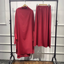 Load image into Gallery viewer, Women Abaya Ramadan 2 Piece Skirt Suits Jilbab Prayer Garment Dress Khimar Hijab Robe Islam Abayat Muslim Sets Islamic Clothing