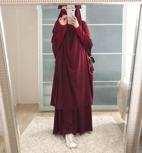 Load image into Gallery viewer, Women Abaya Ramadan 2 Piece Skirt Suits Jilbab Prayer Garment Dress Khimar Hijab Robe Islam Abayat Muslim Sets Islamic Clothing