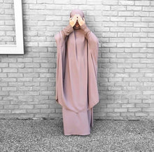 Load image into Gallery viewer, Women Abaya Ramadan 2 Piece Skirt Suits Jilbab Prayer Garment Dress Khimar Hijab Robe Islam Abayat Muslim Sets Islamic Clothing