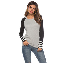 Load image into Gallery viewer, Women Casual Long Sleeve Color Collision Knitting Sweater Blouse Winter Ladies O-Neck Sweater Women Casual Slim Sweaters
