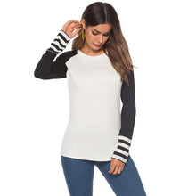Load image into Gallery viewer, Women Casual Long Sleeve Color Collision Knitting Sweater Blouse Winter Ladies O-Neck Sweater Women Casual Slim Sweaters