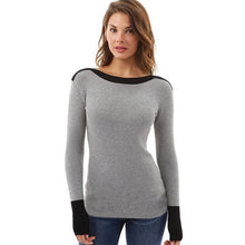 Load image into Gallery viewer, Women Casual Long Sleeve Color Collision Knitting Sweater Blouse Winter Ladies O-Neck Sweater Women Casual Slim Sweaters