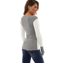 Load image into Gallery viewer, Women Casual Long Sleeve Color Collision Knitting Sweater Blouse Winter Ladies O-Neck Sweater Women Casual Slim Sweaters
