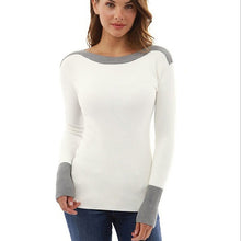 Load image into Gallery viewer, Women Casual Long Sleeve Color Collision Knitting Sweater Blouse Winter Ladies O-Neck Sweater Women Casual Slim Sweaters
