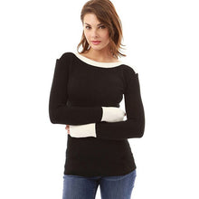 Load image into Gallery viewer, Women Casual Long Sleeve Color Collision Knitting Sweater Blouse Winter Ladies O-Neck Sweater Women Casual Slim Sweaters