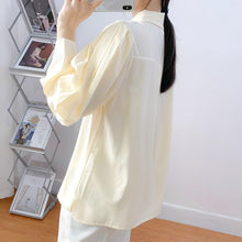 Load image into Gallery viewer, Women Casual Turn-Down Collar Shirts Ladies Spring Autumn Fashion Korean Lantern Long Sleeves Buttons Chain Blouse Streetwear