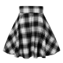 Load image into Gallery viewer, Women Flared Casual Midi Skirt Summer Plus Size High Waist  Lace-up Plaid Skirts School Girls Knee Length Bottoms Pleated Skirt
