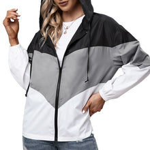 Load image into Gallery viewer, Women Hooded Jacket for Autumn 2021 Windbreaker Waterproof Pockets Zippered Outwear Raincoat Streetwear Winter Jackets Femme