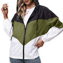 Load image into Gallery viewer, Women Hooded Jacket for Autumn 2021 Windbreaker Waterproof Pockets Zippered Outwear Raincoat Streetwear Winter Jackets Femme