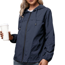 Load image into Gallery viewer, Women Hooded Jacket for Autumn 2021 Windbreaker Waterproof Pockets Zippered Outwear Raincoat Streetwear Winter Jackets Femme