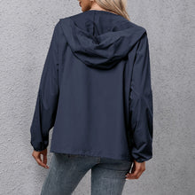 Load image into Gallery viewer, Women Hooded Jacket for Autumn 2021 Windbreaker Waterproof Pockets Zippered Outwear Raincoat Streetwear Winter Jackets Femme