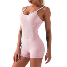 Load image into Gallery viewer, Women Jumpsuit Spaghetti Straps Vest Shorts Compression Breathable Elastic Bodysuits Workout Fitness Sportswear Bodycon Rompers