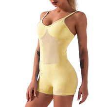 Load image into Gallery viewer, Women Jumpsuit Spaghetti Straps Vest Shorts Compression Breathable Elastic Bodysuits Workout Fitness Sportswear Bodycon Rompers