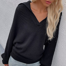 Load image into Gallery viewer, Women Knit Sweater Long Sleeve Deep V-neck Fashion Ladies Lantern Sleeve Loose Tops Autumn Winter Sweaters Streetwear Pullovers