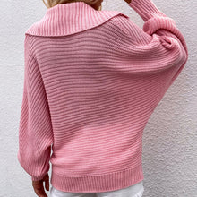 Load image into Gallery viewer, Women Knit Sweater Long Sleeve Deep V-neck Fashion Ladies Lantern Sleeve Loose Tops Autumn Winter Sweaters Streetwear Pullovers