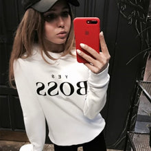 Load image into Gallery viewer, Women Long Sleeve O Neck Hoodie Boss Letter Print Sweatshirt Autumn Pullovers Sweatshirts
