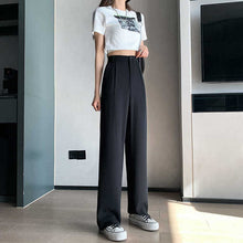 Load image into Gallery viewer, Women Pants Elastic Waist Wide Leg Fashion Female White Spring Autumn Loose Casual High Waist Long Trousers Ladies Chic Pants