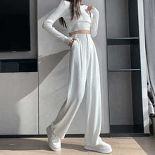 Load image into Gallery viewer, Women Pants Elastic Waist Wide Leg Fashion Female White Spring Autumn Loose Casual High Waist Long Trousers Ladies Chic Pants