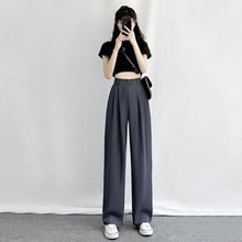 Load image into Gallery viewer, Women Pants Elastic Waist Wide Leg Fashion Female White Spring Autumn Loose Casual High Waist Long Trousers Ladies Chic Pants