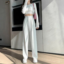 Load image into Gallery viewer, Women Pants Elastic Waist Wide Leg Fashion Female White Spring Autumn Loose Casual High Waist Long Trousers Ladies Chic Pants