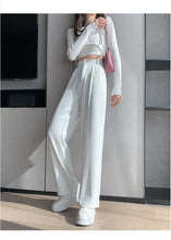 Load image into Gallery viewer, Women Pants Elastic Waist Wide Leg Fashion Female White Spring Autumn Loose Casual High Waist Long Trousers Ladies Chic Pants
