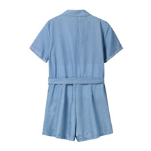 Load image into Gallery viewer, Women Solid Female Jumpsuit Lapel Denim Short-sleeved Rompers Loose Casual Short Jumpsuits Pants Overalls For Women Clothes